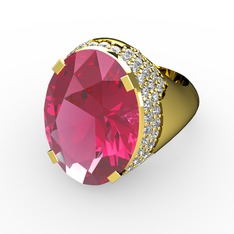 Melissa Yüzük - Pembe kuvars ve swarovski 14 ayar altın yüzük #simpoc