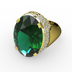 Yeşil kuvars ve swarovski 14 ayar altın yüzük