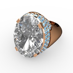 Melissa Yüzük - Beyaz zirkon ve akuamarin 8 ayar rose altın yüzük #vm1tg3