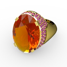 Melissa Yüzük - Sitrin ve rodolit garnet 18 ayar altın yüzük #x2fhqw