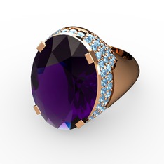 Melissa Yüzük - Ametist ve akuamarin 925 ayar rose altın kaplama gümüş yüzük #x7atdk