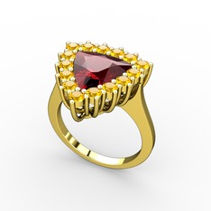 Garnet ve sitrin 18 ayar altın yüzük