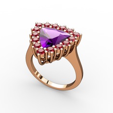 Ametist ve garnet 14 ayar rose altın yüzük
