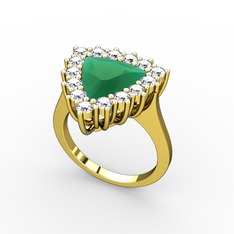 Pralia Yüzük - Kök zümrüt ve beyaz zirkon 8 ayar altın yüzük #11uhv1s