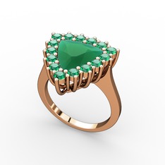 Pralia Yüzük - Kök zümrüt ve yeşil kuvars 925 ayar rose altın kaplama gümüş yüzük #12z3ne8
