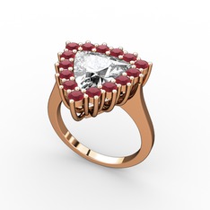 Pralia Yüzük - Swarovski ve kök yakut 14 ayar rose altın yüzük #1398675