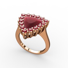 Kök yakut ve garnet 14 ayar rose altın yüzük