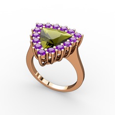 Pralia Yüzük - Peridot ve ametist 14 ayar rose altın yüzük #148585o