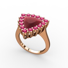 Pralia Yüzük - Kök yakut ve rodolit garnet 8 ayar rose altın yüzük #14e0rlj