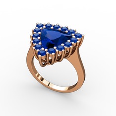 Lab safir 925 ayar rose altın kaplama gümüş yüzük