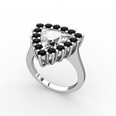 Pralia Yüzük - Swarovski ve siyah zirkon 8 ayar beyaz altın yüzük #14w0ysz