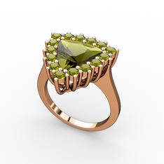 Peridot 14 ayar rose altın yüzük