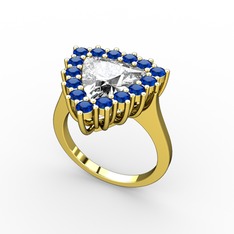 Pralia Yüzük - Swarovski ve lab safir 14 ayar altın yüzük #15uba0a