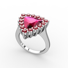 Rodolit garnet ve garnet 18 ayar beyaz altın yüzük