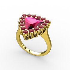 Pralia Yüzük - Rodolit garnet ve kök yakut 925 ayar altın kaplama gümüş yüzük #16bzv7