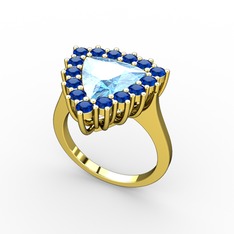 Pralia Yüzük - Akuamarin ve lab safir 925 ayar altın kaplama gümüş yüzük #172c1a3