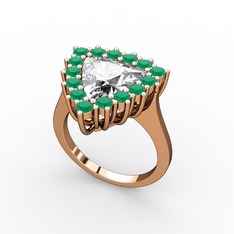 Pralia Yüzük - Swarovski ve kök zümrüt 14 ayar rose altın yüzük #17ah8ns