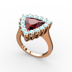 Pralia Yüzük - Garnet ve akuamarin 8 ayar rose altın yüzük #17b259v