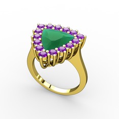 Pralia Yüzük - Kök zümrüt ve ametist 18 ayar altın yüzük #1814v78