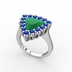 Pralia Yüzük - Kök zümrüt ve lab safir 8 ayar beyaz altın yüzük #197wujy