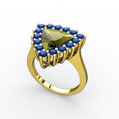 Pralia Yüzük - Peridot ve lab safir 18 ayar altın yüzük #19sbz7h