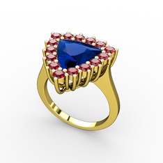 Lab safir ve garnet 14 ayar altın yüzük