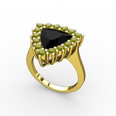 Siyah zirkon ve peridot 8 ayar altın yüzük
