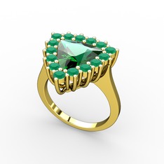 Pralia Yüzük - Yeşil kuvars ve kök zümrüt 14 ayar altın yüzük #1bj1tce