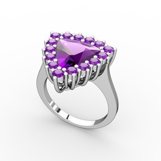 Pralia Yüzük - Ametist 8 ayar beyaz altın yüzük #1bsayed
