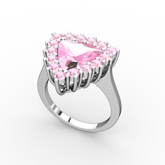 Pralia Yüzük - Pembe kuvars 18 ayar beyaz altın yüzük #1bz9ags