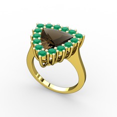 Pralia Yüzük - Dumanlı kuvars ve kök zümrüt 18 ayar altın yüzük #1c9f4nv