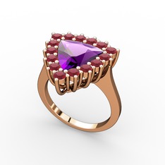 Pralia Yüzük - Ametist ve kök yakut 8 ayar rose altın yüzük #1cbzdhh