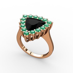 Pralia Yüzük - Siyah zirkon ve yeşil kuvars 14 ayar rose altın yüzük #1cdkczo