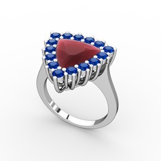 Pralia Yüzük - Kök yakut ve lab safir 925 ayar gümüş yüzük #1d9szk5