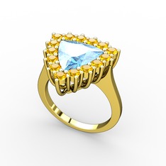 Pralia Yüzük - Akuamarin ve sitrin 18 ayar altın yüzük #1ex1rnl
