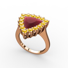 Pralia Yüzük - Kök yakut ve sitrin 14 ayar rose altın yüzük #1fa7ff2