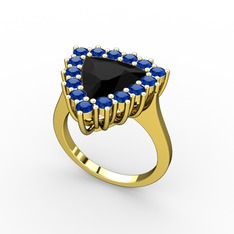 Pralia Yüzük - Siyah zirkon ve lab safir 925 ayar altın kaplama gümüş yüzük #1fi7dhz