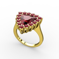 Pralia Yüzük - Garnet ve kök yakut 14 ayar altın yüzük #1frbdbt