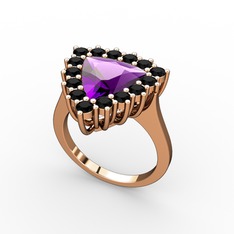 Pralia Yüzük - Ametist ve siyah zirkon 925 ayar rose altın kaplama gümüş yüzük #1gxy2xx
