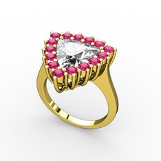 Pralia Yüzük - Swarovski ve rodolit garnet 8 ayar altın yüzük #1j45dnb