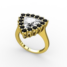 Pralia Yüzük - Swarovski ve siyah zirkon 18 ayar altın yüzük #1jir3b3