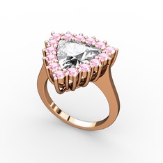 Pralia Yüzük - Swarovski ve pembe kuvars 14 ayar rose altın yüzük #1jnbhc5