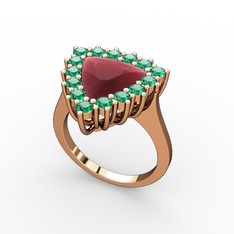 Pralia Yüzük - Kök yakut ve yeşil kuvars 18 ayar rose altın yüzük #1k040qa