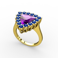 Pralia Yüzük - Ametist ve lab safir 925 ayar altın kaplama gümüş yüzük #1kp9bxm