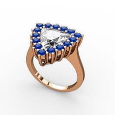 Pralia Yüzük - Swarovski ve lab safir 18 ayar rose altın yüzük #1l13dwm