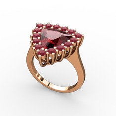 Pralia Yüzük - Garnet ve kök yakut 8 ayar rose altın yüzük #1l17lwv