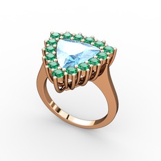 Pralia Yüzük - Akuamarin ve yeşil kuvars 14 ayar rose altın yüzük #1lr6s9a
