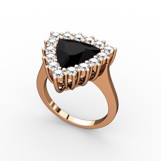 Pralia Yüzük - Siyah zirkon ve beyaz zirkon 8 ayar rose altın yüzük #1mphmow