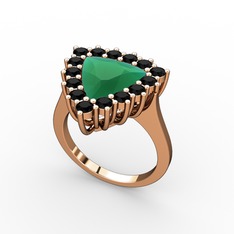 Pralia Yüzük - Kök zümrüt ve siyah zirkon 925 ayar rose altın kaplama gümüş yüzük #1nnkyuw