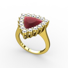 Pralia Yüzük - Kök yakut ve swarovski 18 ayar altın yüzük #1odw10i